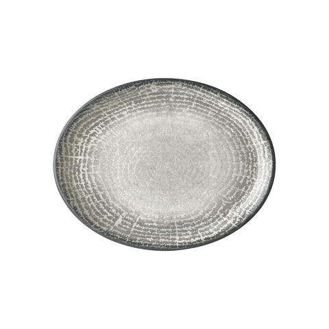 Luna 14.25" x 11" x h:1.25" Oval Gray Vitrified Platter (1 each)