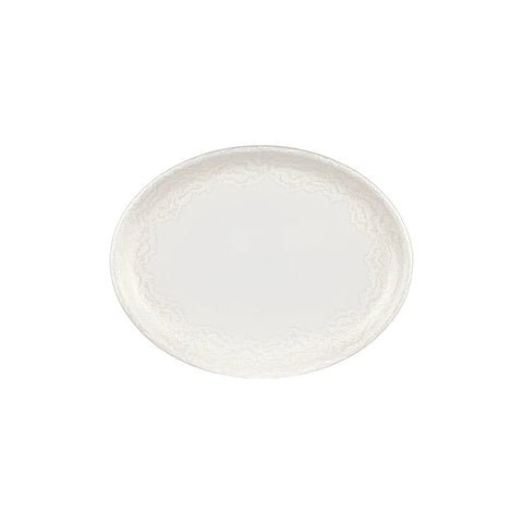 Luzz 12.25" x 9.5" x h:1" Oval Warm White Vitrified Platter (1 each)