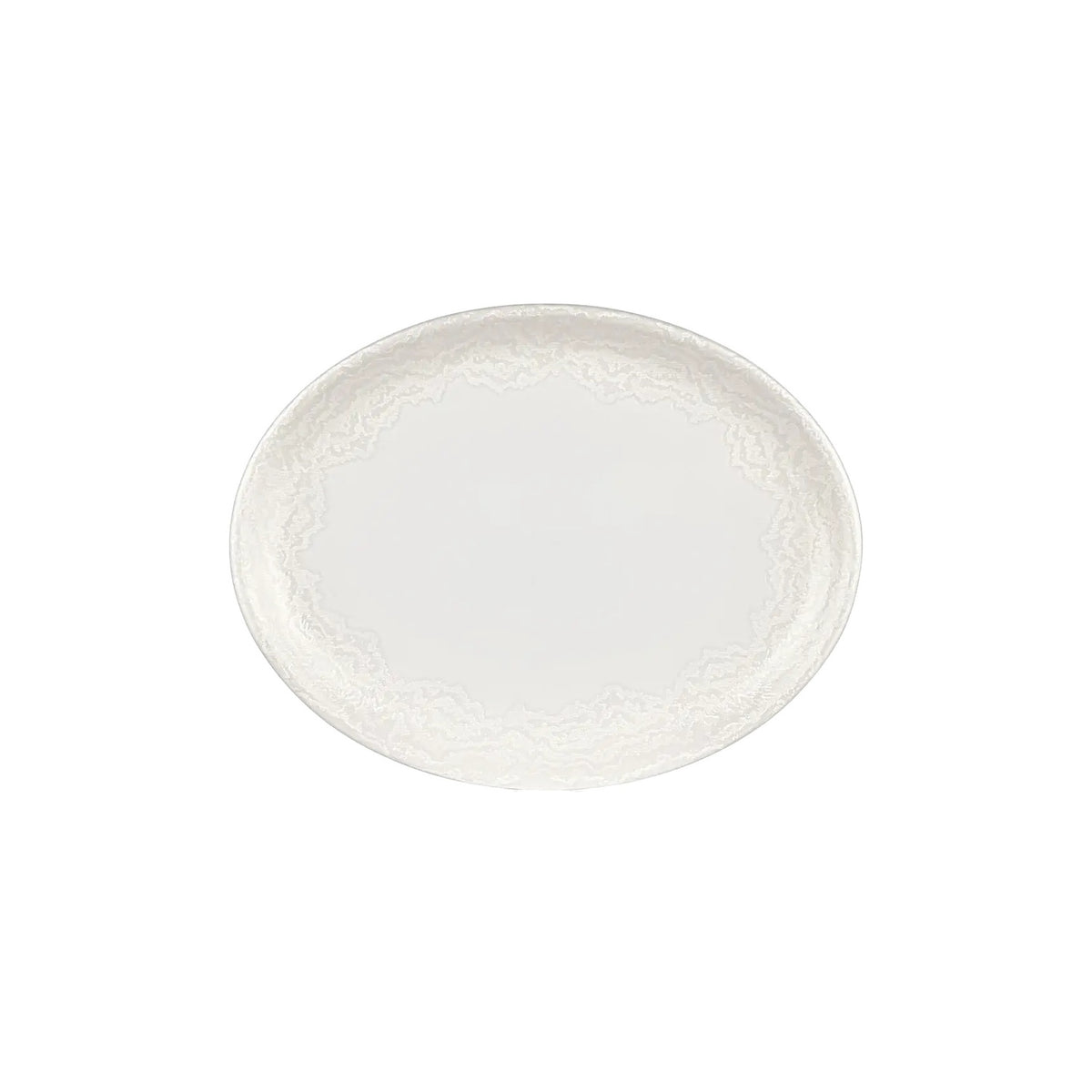Luzz 12.25" x 9.5" x h:1" Oval Warm White Vitrified Platter (1 each)