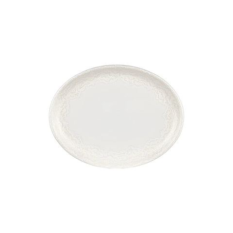 Luzz 12.25" x 9.5" x h:1" Oval Warm White Vitrified Platter (1 each)