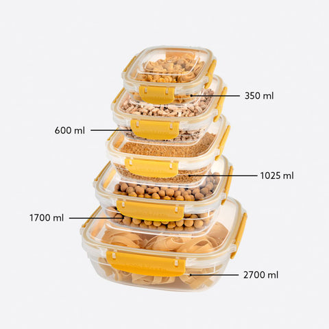 Turgla Home Lock & Fresh™ 10 pieces Yellow Leak-Proof Food Storage Container Set