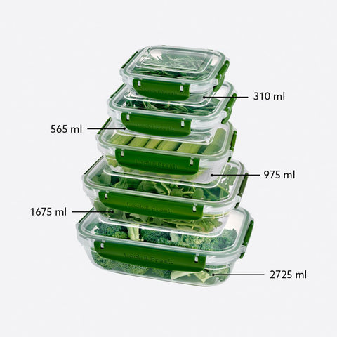 Turgla Home Lock & Fresh™ 10 pieces Green Leak-Proof Food Storage Container Set