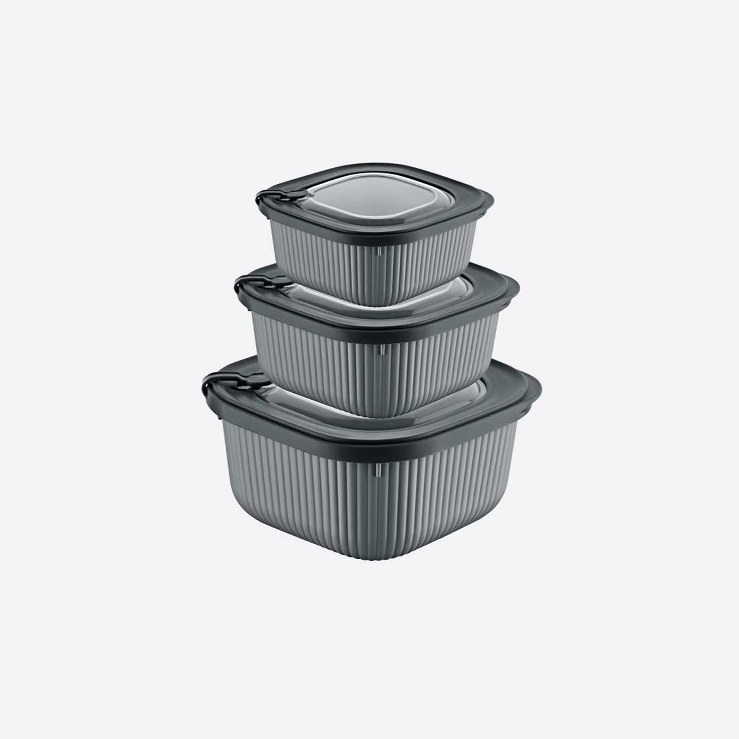 Turgla Home Microline 6 piece Microwave Safe Food Storage Containers, Black