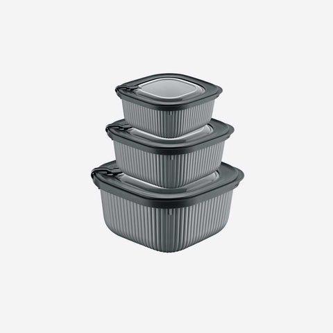 Turgla Home Microline 6 piece Microwave Safe Food Storage Containers, Black