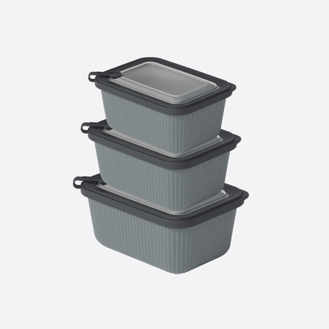 Turgla Home Microline 6 piece Microwave Safe Food Storage Containers, Black