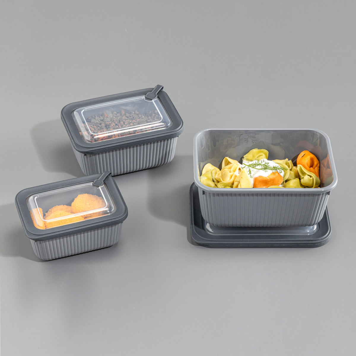 Turgla Home Microline 6 piece Microwave Safe Food Storage Containers, Black