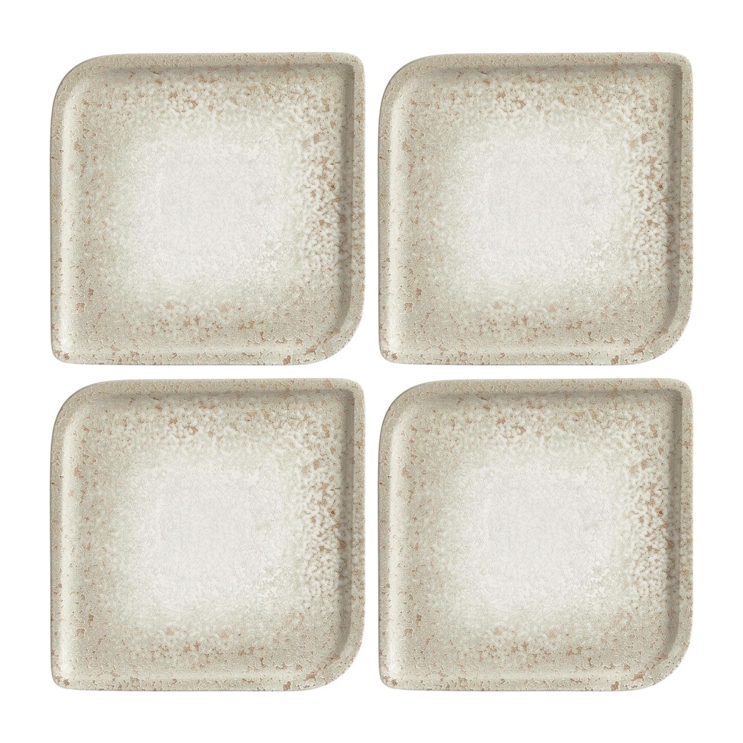 Natura 6" x 6" Square Brown Vitrified Plate (Set of 4)
