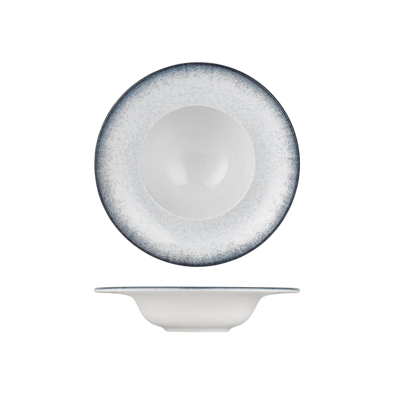 Occhio dia.11" h:2.25" 16 oz. Round Blue Vitrified Deep Plate (Set of 6)