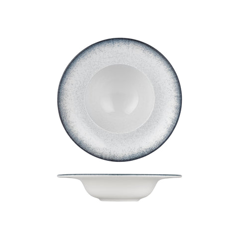 Occhio dia.11" h:2.25" 16 oz. Round Blue Vitrified Deep Plate (Set of 6)