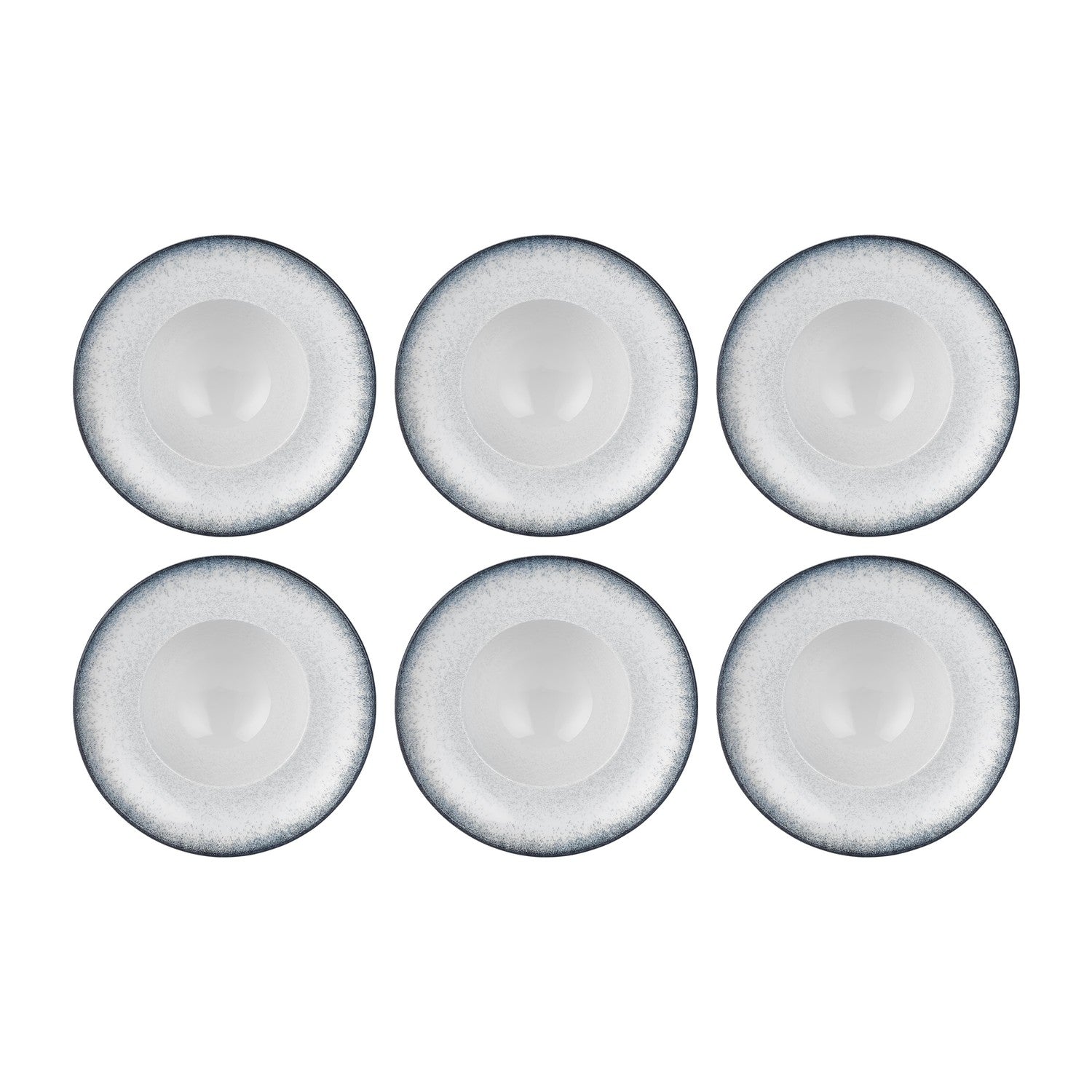 Occhio dia.11" h:2.25" 16 oz. Round Blue Vitrified Deep Plate (Set of 6)