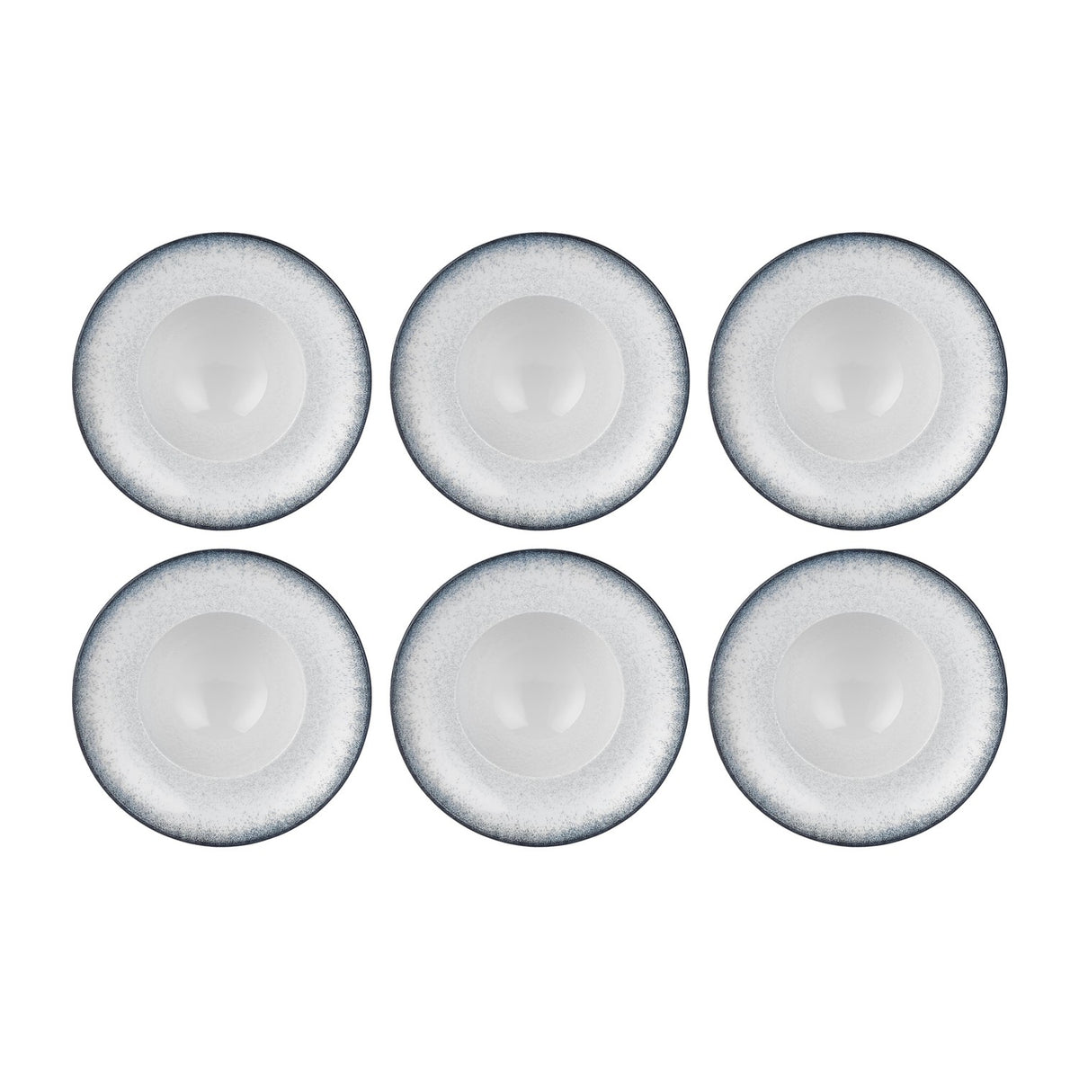 Occhio dia.11" h:2.25" 16 oz. Round Blue Vitrified Deep Plate (Set of 6)