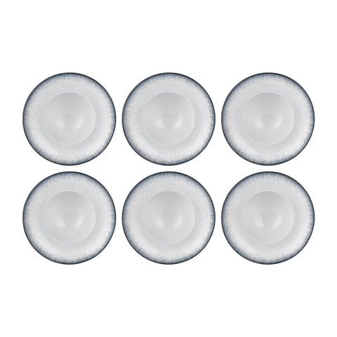 Occhio dia.11" h:2.25" 16 oz. Round Blue Vitrified Deep Plate (Set of 6)