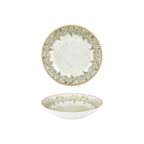 Oliva dia.9" h:1.75" 34 oz. Round Green Vitrified Deep Plate (Set of 6)