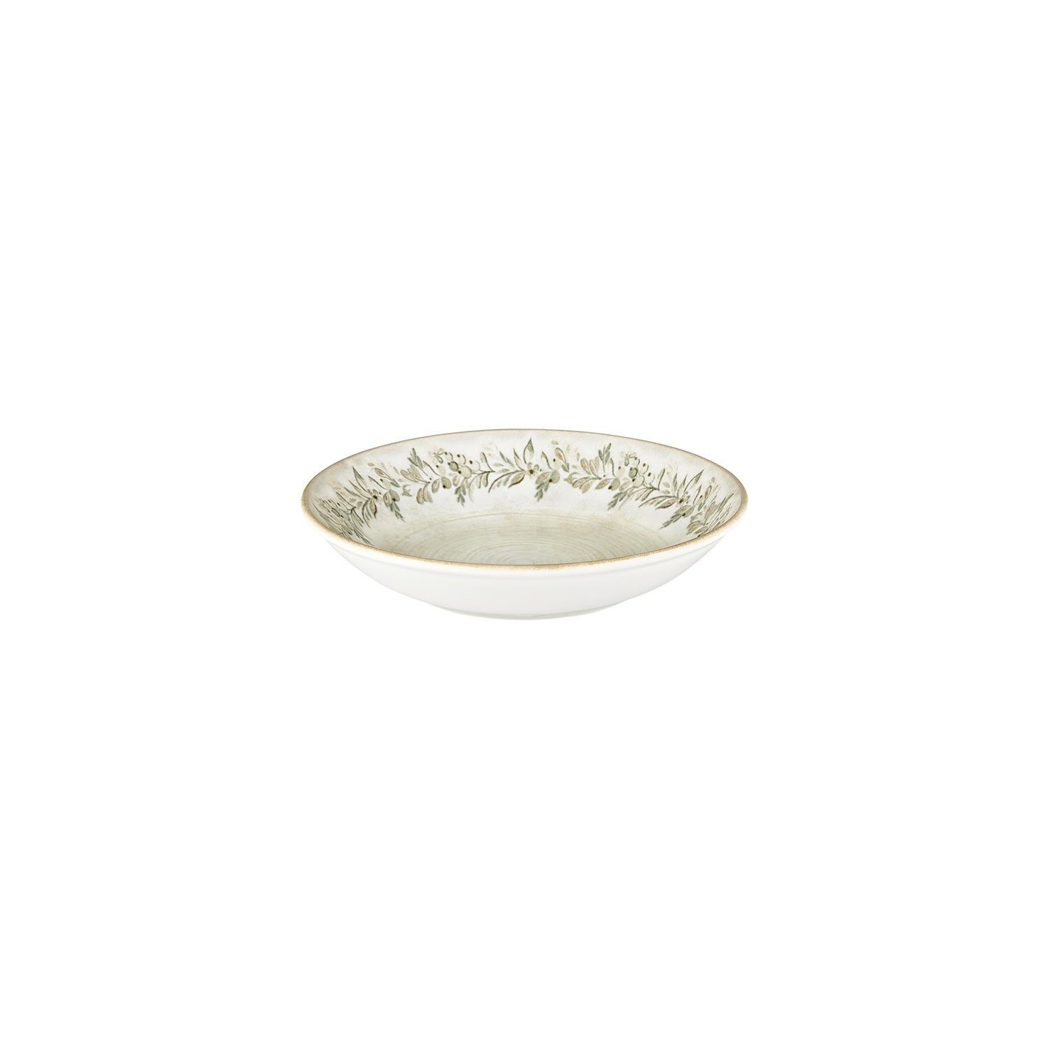 Oliva dia.9" h:1.75" 34 oz. Round Green Vitrified Deep Plate (Set of 6)