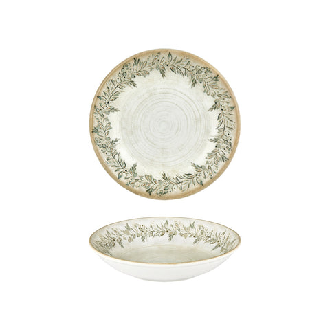 Oliva dia.9.75" h:2" 44 oz. Round Green Vitrified Deep Plate (Set of 6)