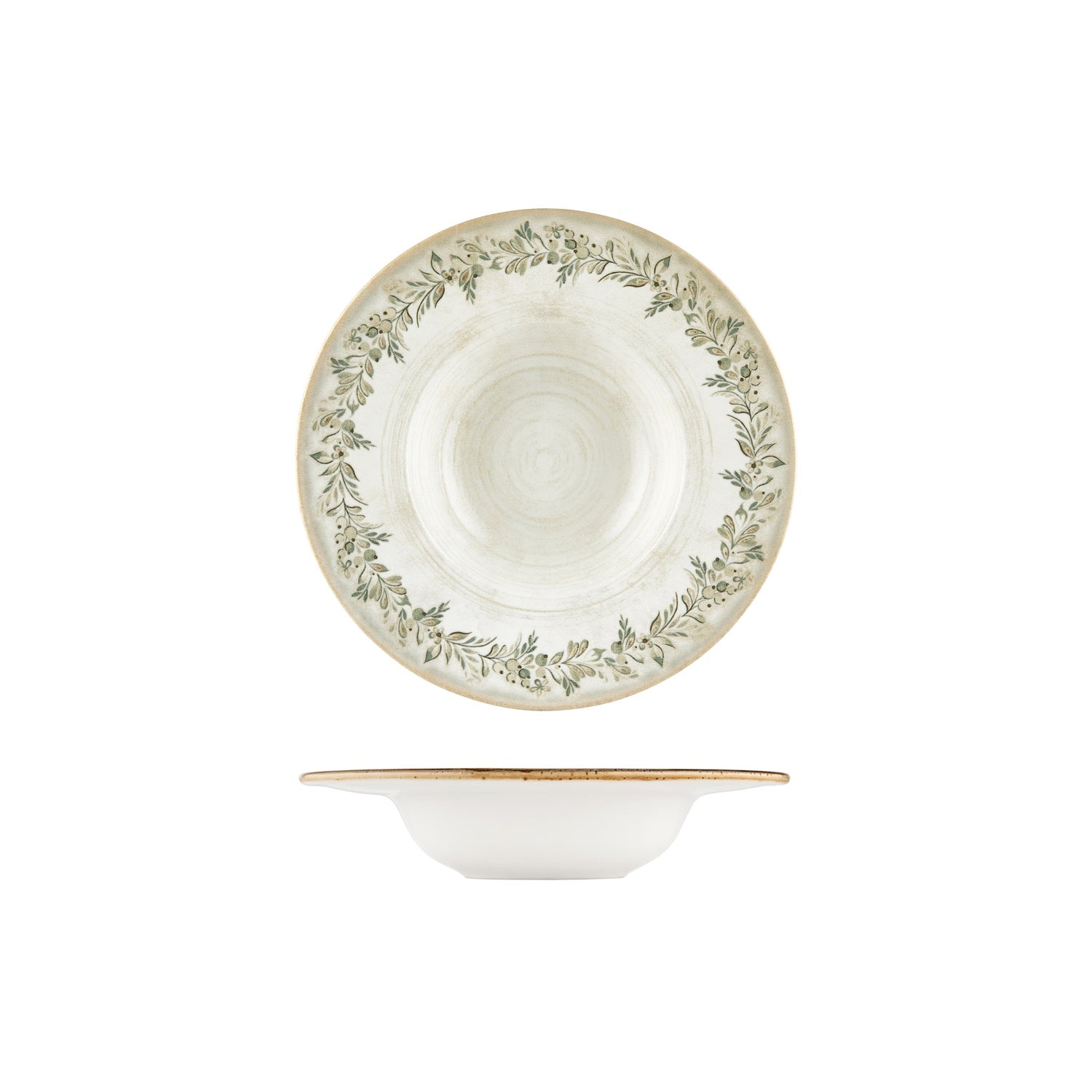 Oliva dia.9.75" h:2" 14 oz. Round Green Vitrified Deep Plate (Set of 6)