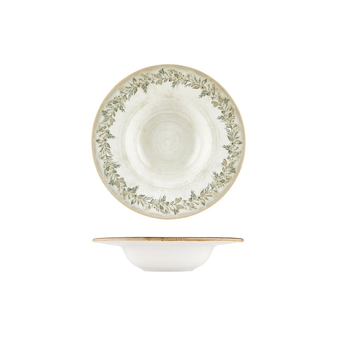Oliva dia.9.75" h:2" 14 oz. Round Green Vitrified Deep Plate (Set of 6)