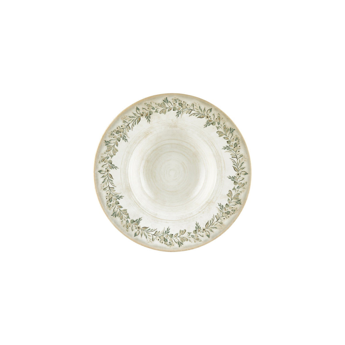 Oliva dia.9.75" h:2" 14 oz. Round Green Vitrified Deep Plate (Set of 6)