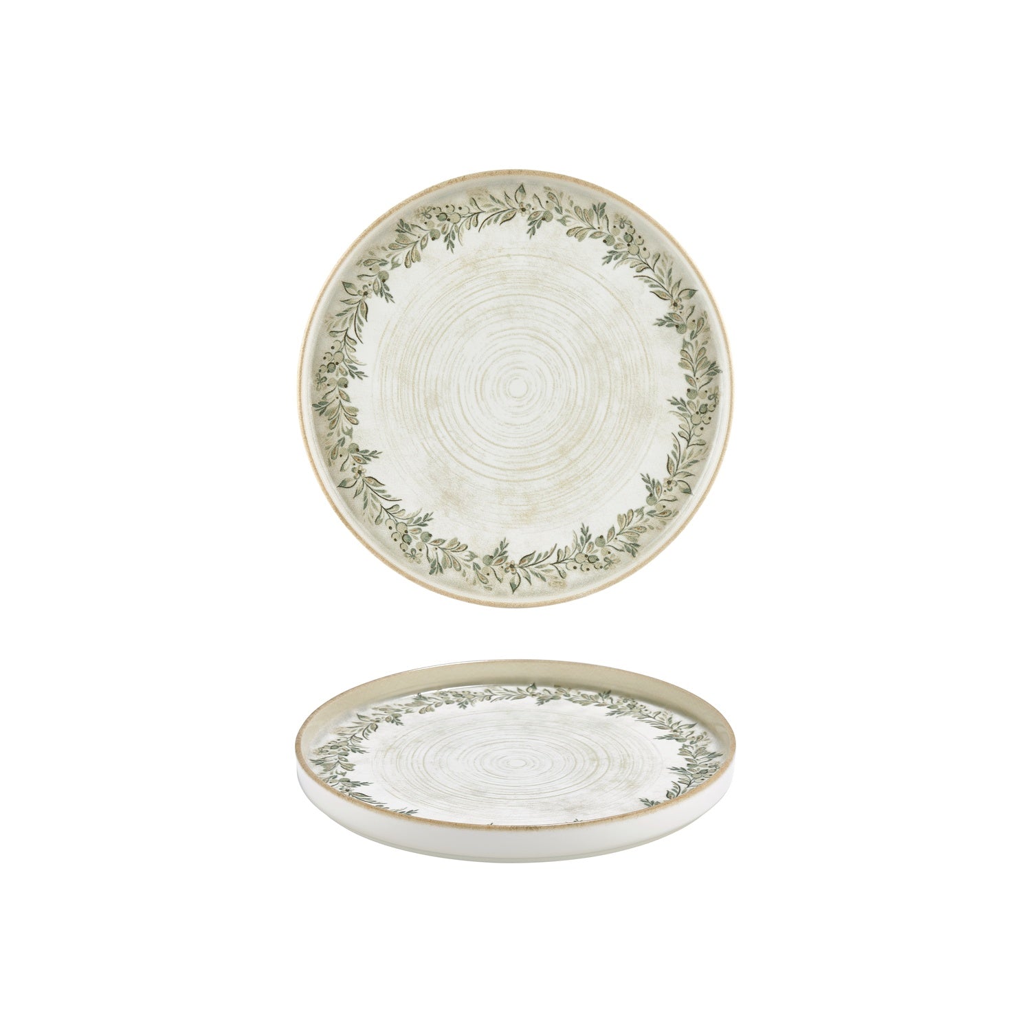 Oliva dia.9" Round Green Vitrified Plate (Set of 6)