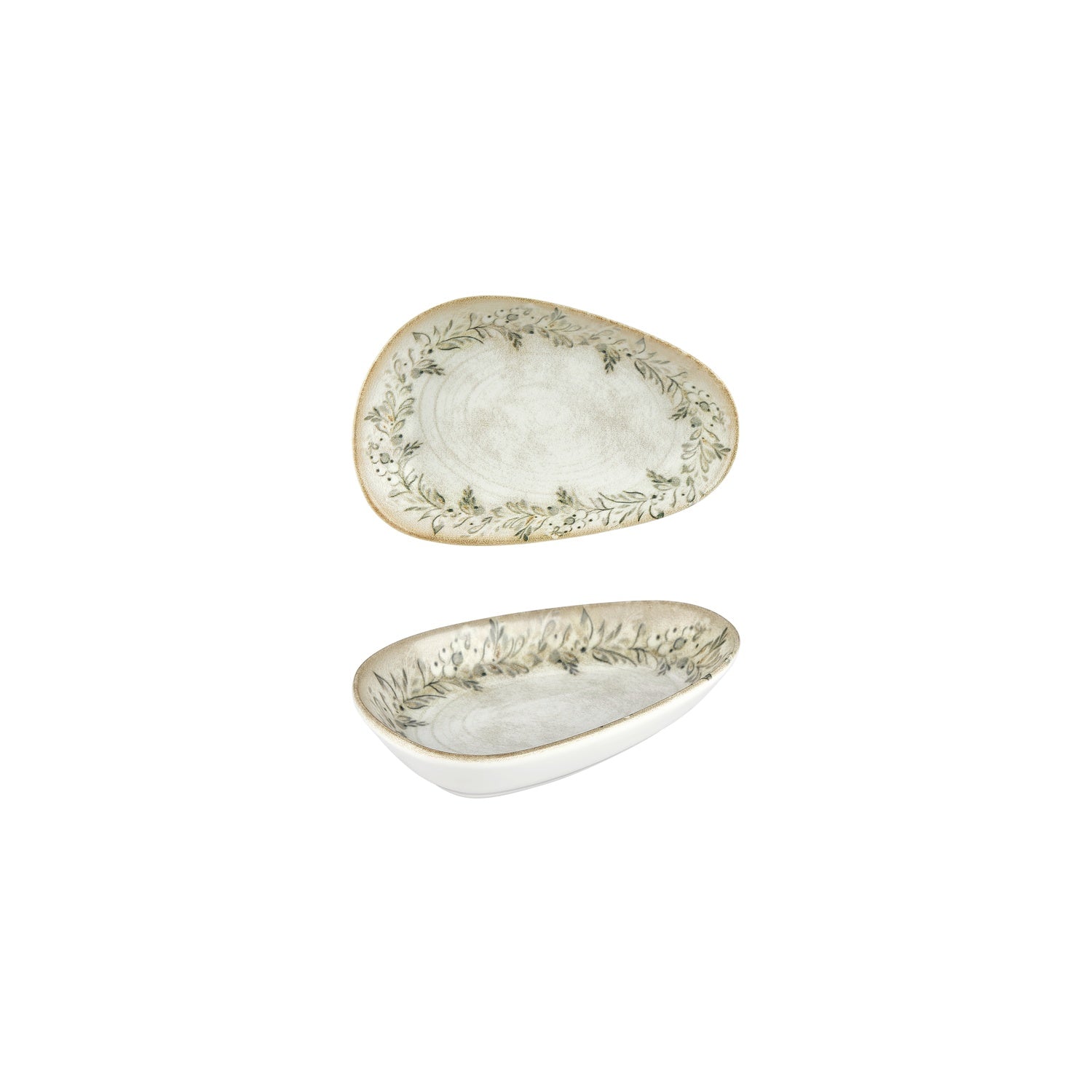 Oliva 7.5" x 4.75" x h:1.5" Organic Green Vitrified Platter (1 each)