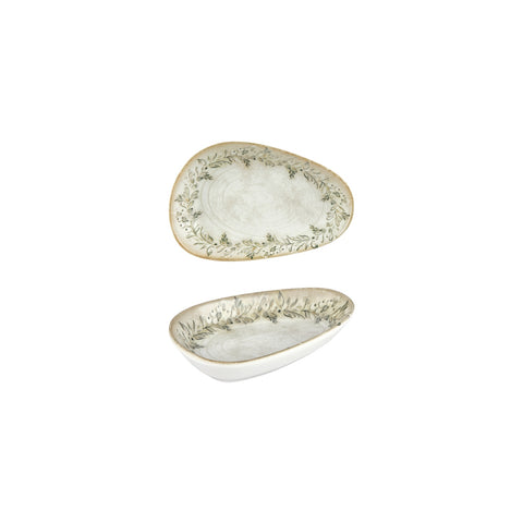 Oliva 7.5" x 4.75" x h:1.5" Organic Green Vitrified Platter (1 each)