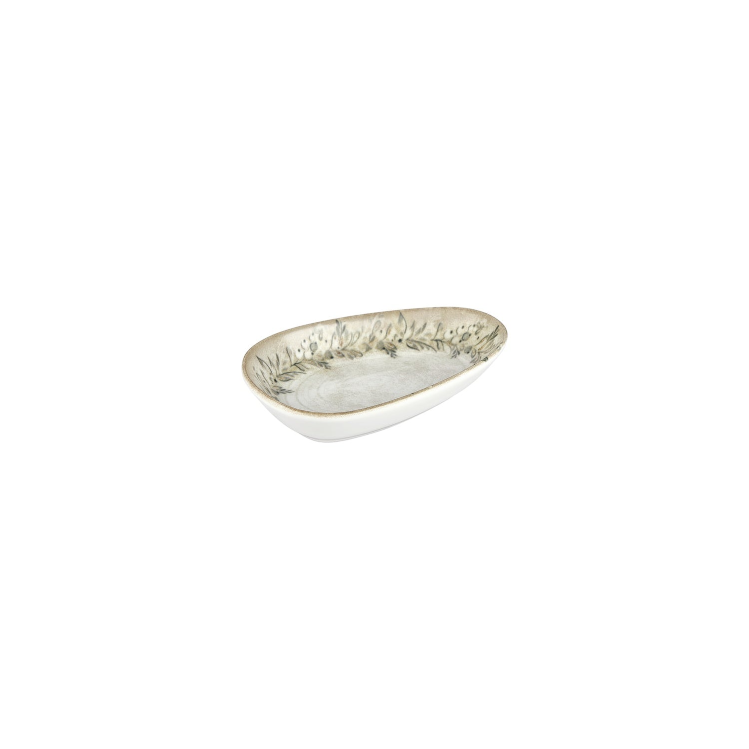 Oliva 7.5" x 4.75" x h:1.5" Organic Green Vitrified Platter (1 each)