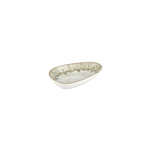 Oliva 7.5" x 4.75" x h:1.5" Organic Green Vitrified Platter (1 each)