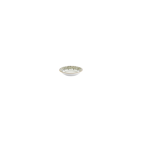 Oliva dia.3.5" h:0.75" 2 oz. Round Green Vitrified Deep Plate (Set of 4)