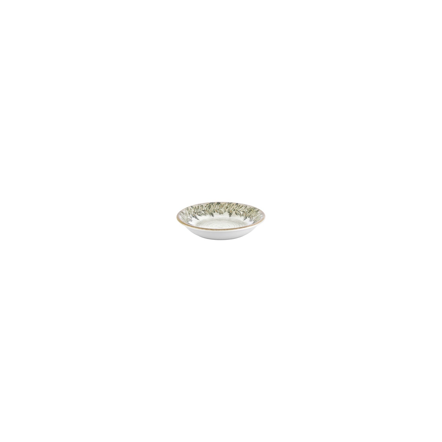 Oliva dia.4.25" h:1" 3 oz. Round Green Vitrified Deep Plate (Set of 4)