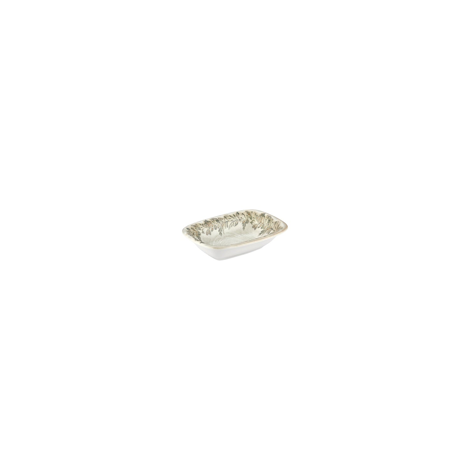 Oliva 4.75" x 3.25" x h:0" Rectangular Green Vitrified Deep Plate (Set of 4)