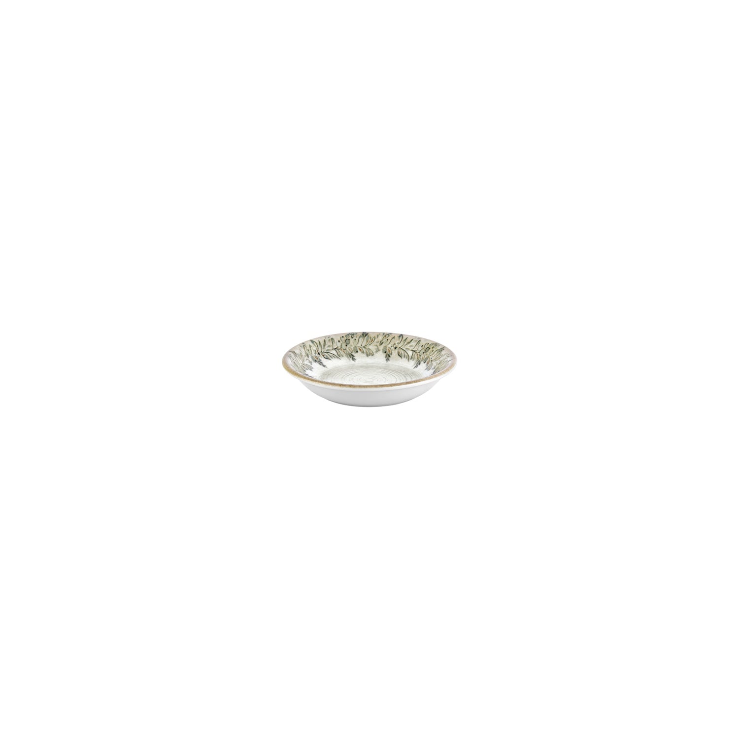 Oliva dia.5" h:1" 5 oz. Round Green Vitrified Deep Plate (Set of 4)