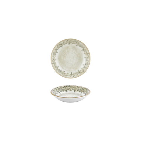 Oliva dia.6" h:1.25" 7 oz. Round Green Vitrified Deep Plate (Set of 4)
