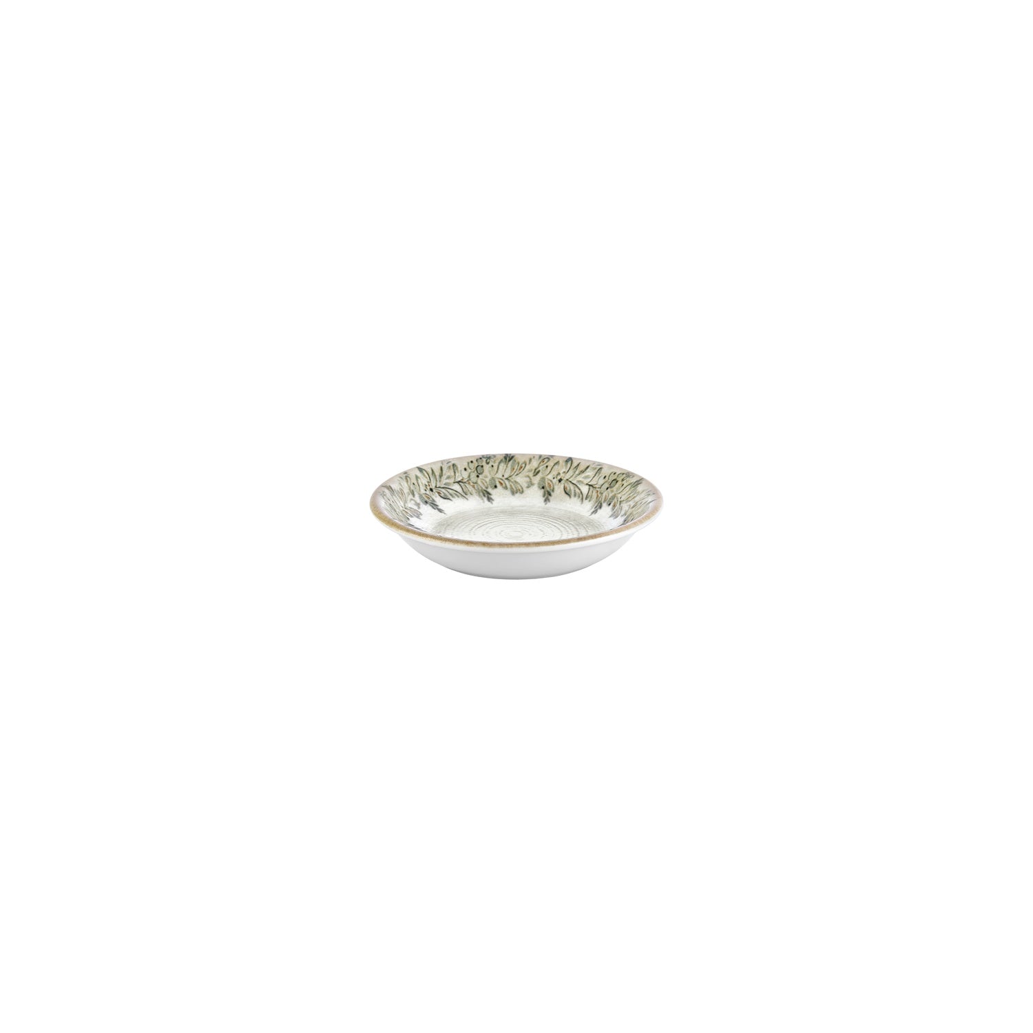 Oliva dia.6" h:1.25" 7 oz. Round Green Vitrified Deep Plate (Set of 4)