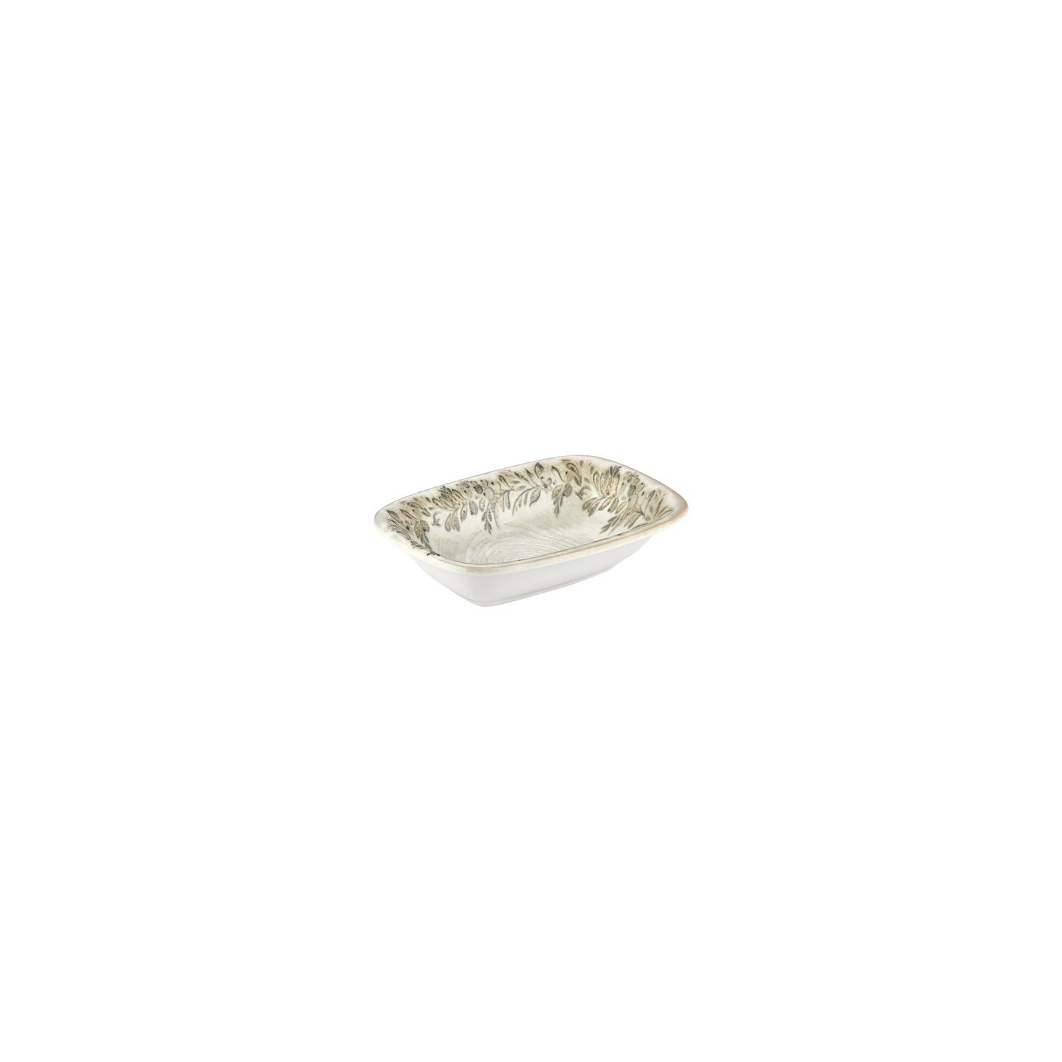 Oliva 6.25" x 4.25" x h:0" Rectangular Green Vitrified Deep Plate (Set of 4)