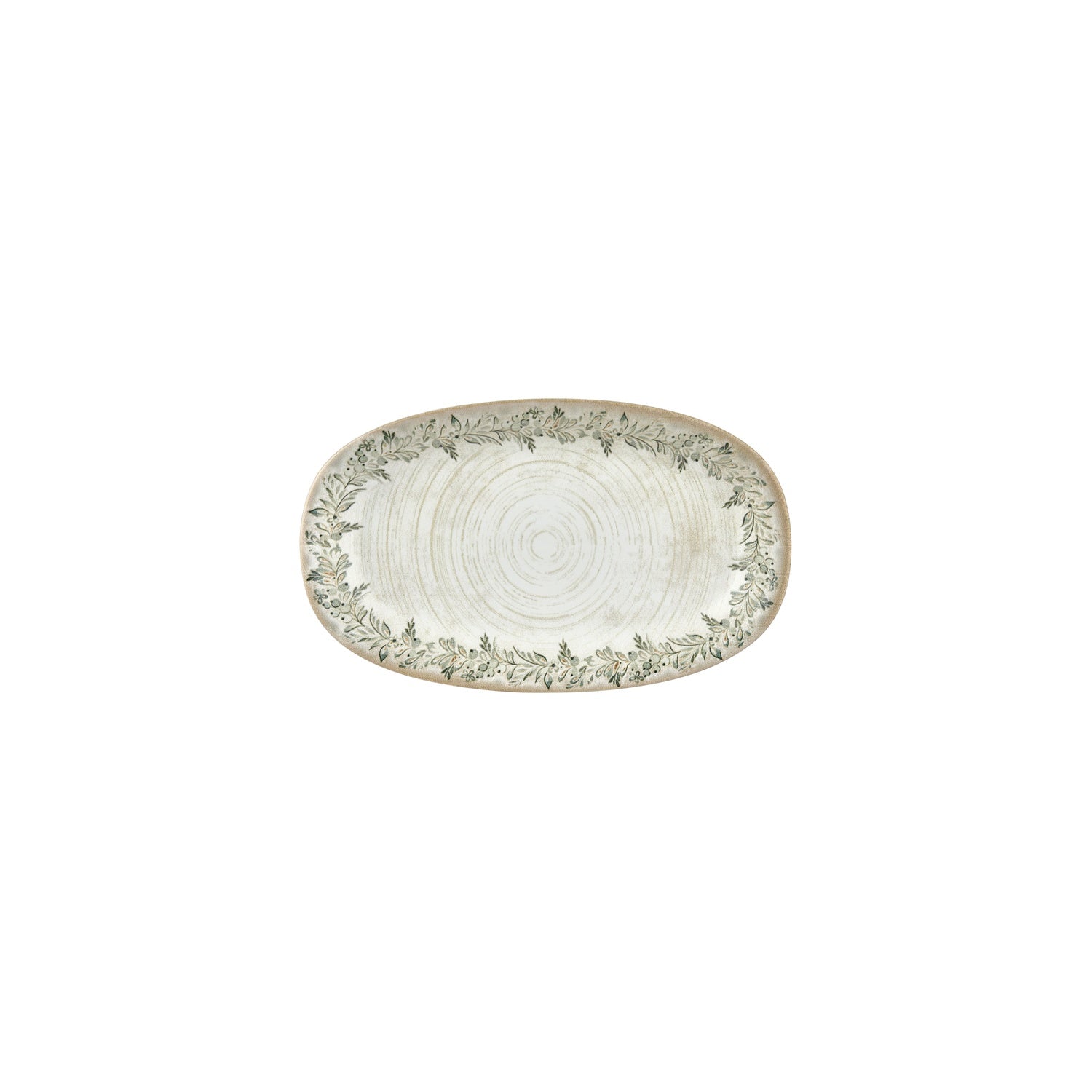 Oliva 9.5" x 5.75" x h:1" Oval Green Vitrified Platter (1 each)