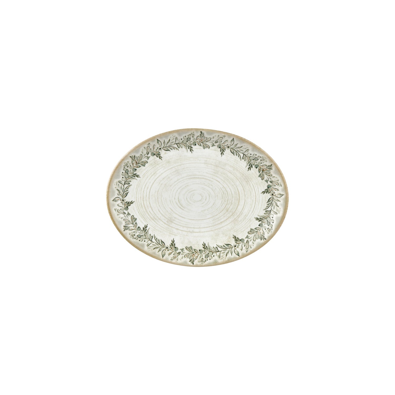 Oliva 9.75" x 7.5" x h:1" Oval Green Vitrified Platter (Set of 4)