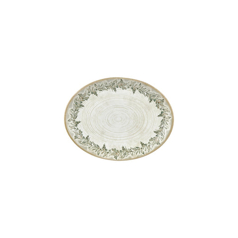 Oliva 9.75" x 7.5" x h:1" Oval Green Vitrified Platter (Set of 4)
