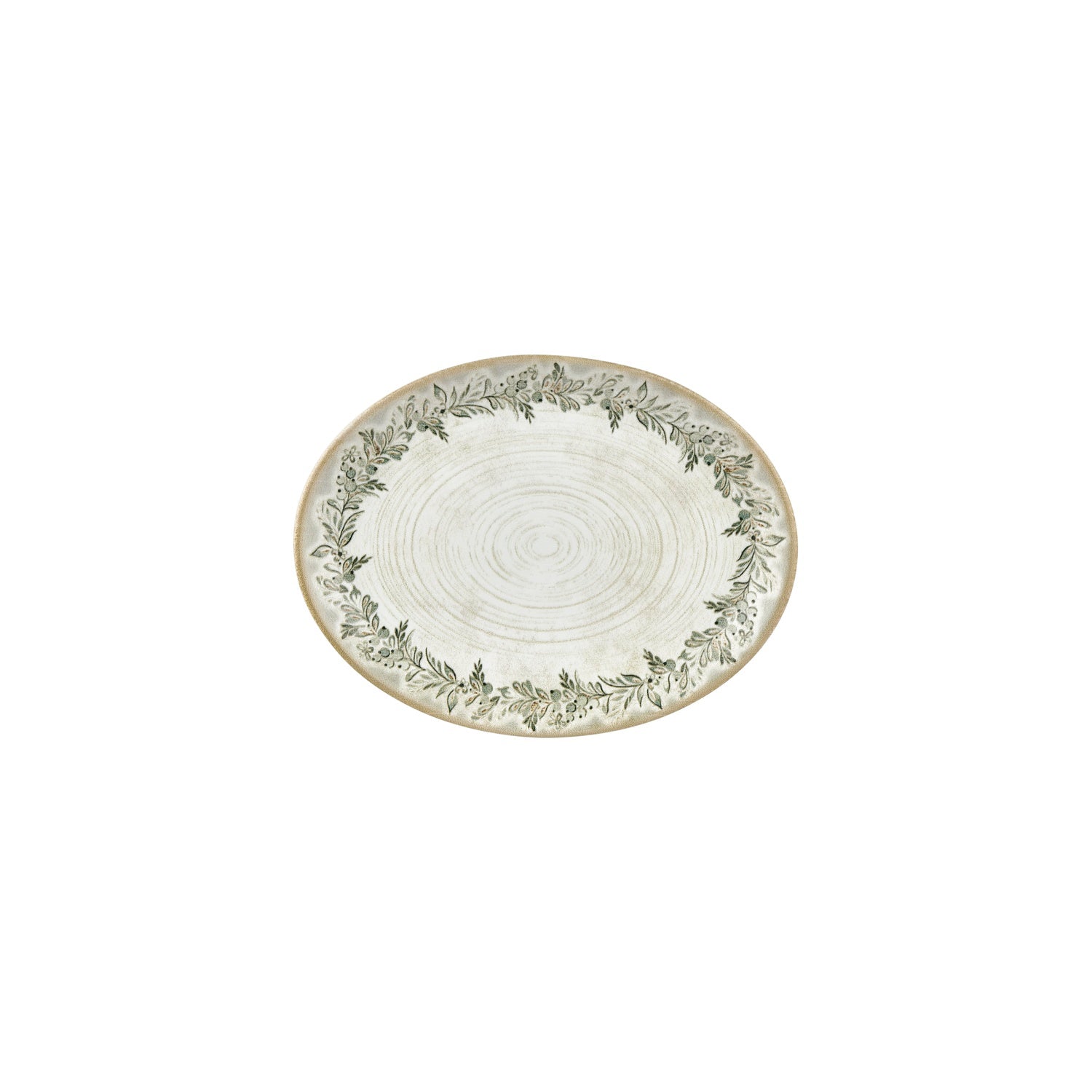 Oliva 9.75" x 7.5" x h:1" Oval Green Vitrified Platter (Set of 4)