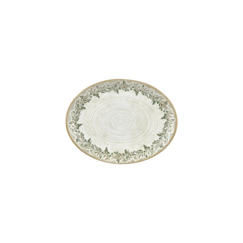 Oliva 9.75" x 7.5" x h:1" Oval Green Vitrified Platter (Set of 4)