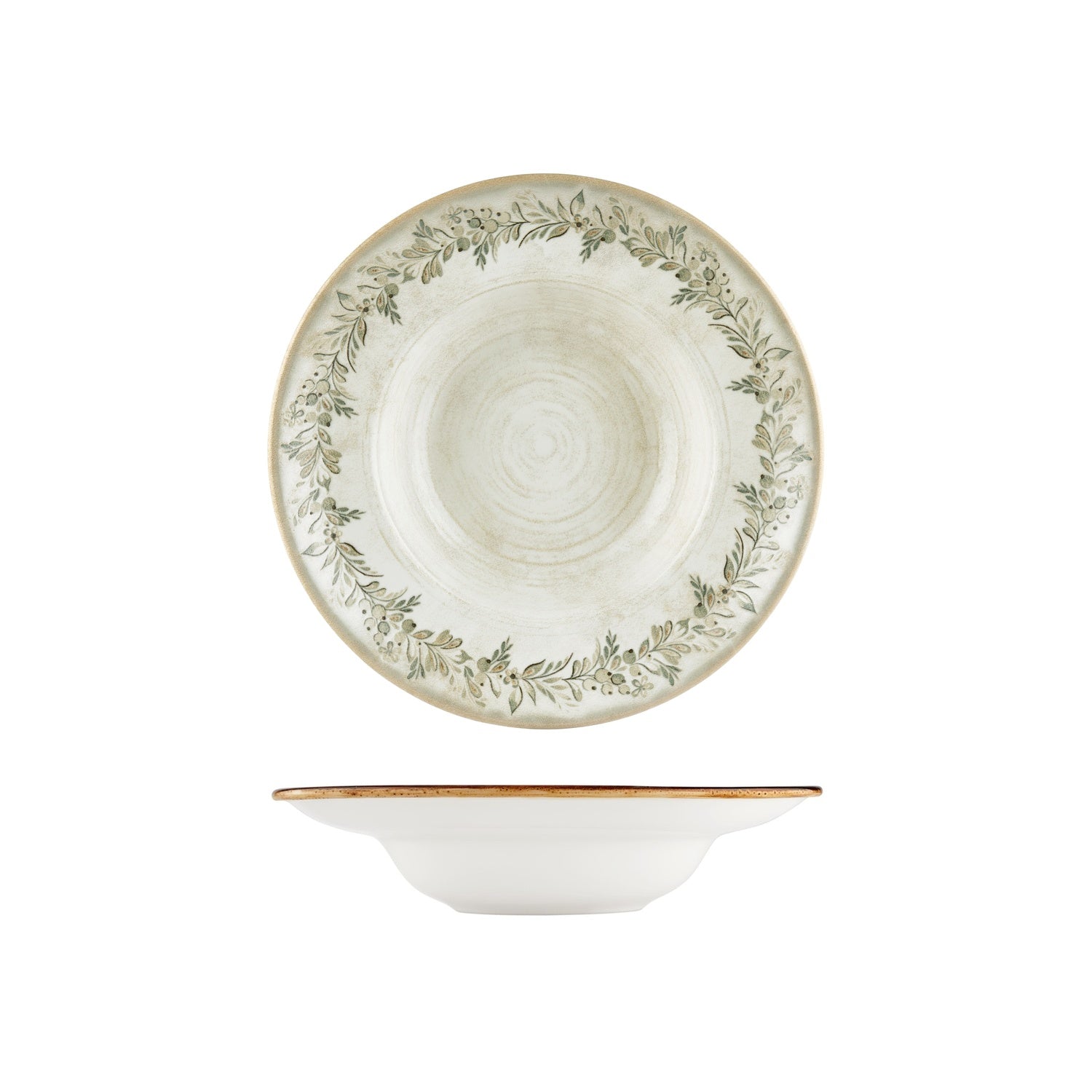 Oliva dia.10.75" h:2.5" 17 oz. Round Green Vitrified Deep Plate (Set of 6)