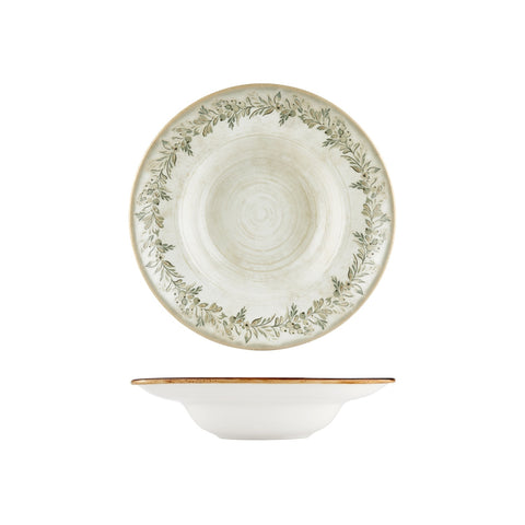Oliva dia.10.75" h:2.5" 17 oz. Round Green Vitrified Deep Plate (Set of 6)
