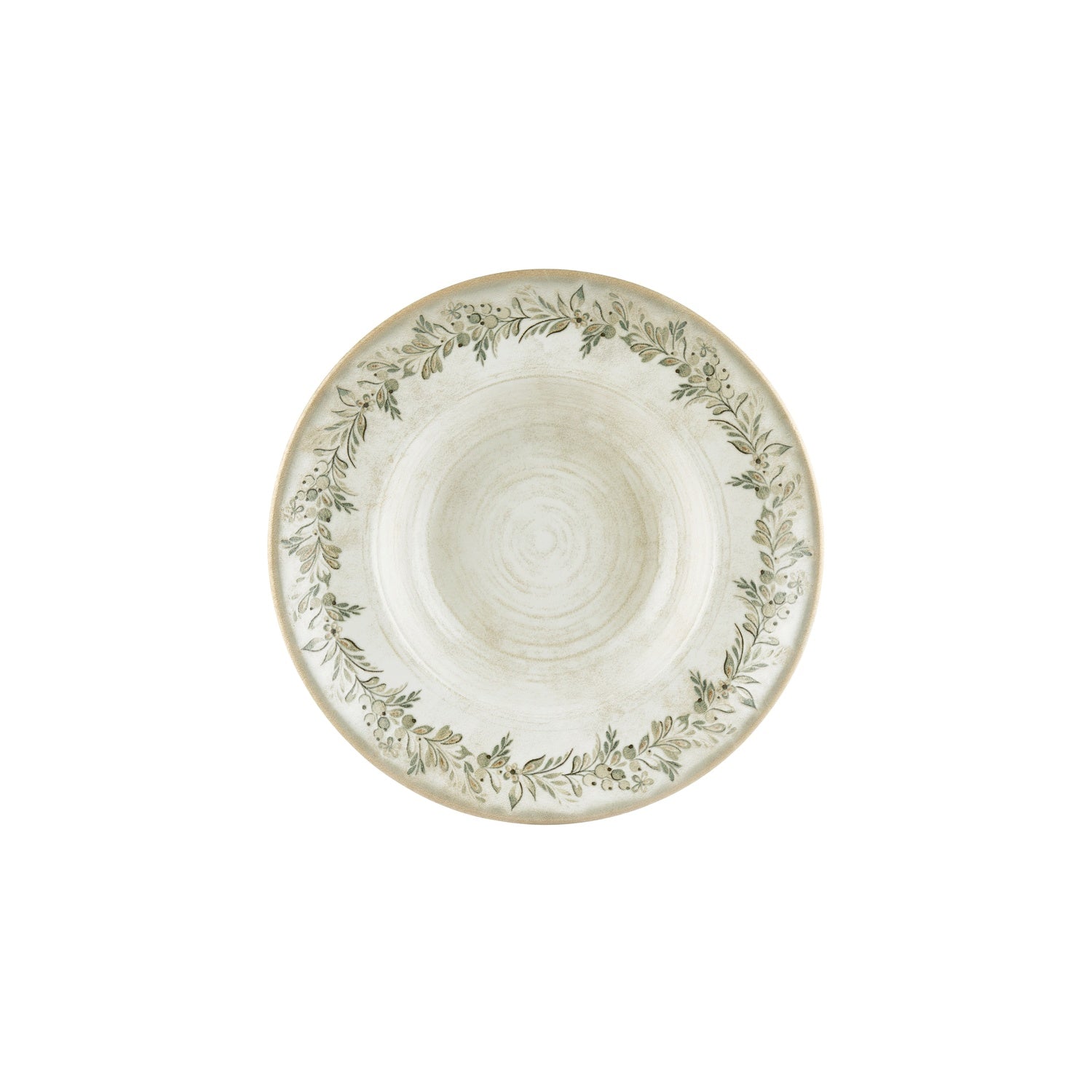 Oliva dia.10.75" h:2.5" 17 oz. Round Green Vitrified Deep Plate (Set of 6)