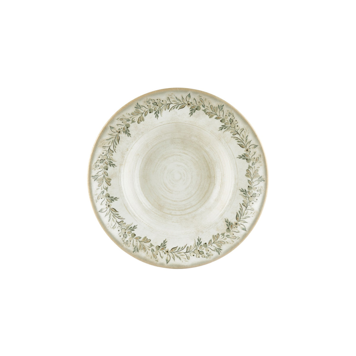 Oliva dia.10.75" h:2.5" 17 oz. Round Green Vitrified Deep Plate (Set of 6)