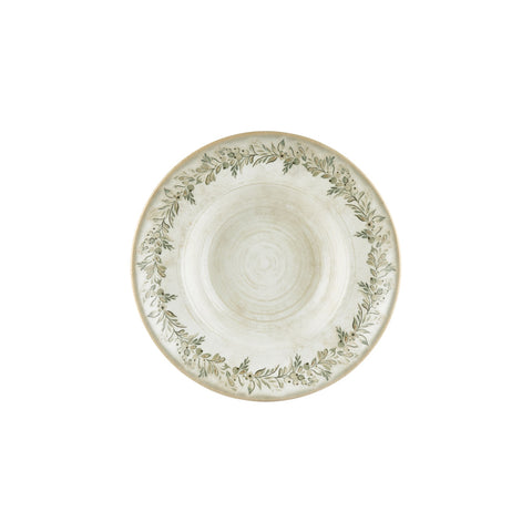 Oliva dia.10.75" h:2.5" 17 oz. Round Green Vitrified Deep Plate (Set of 6)