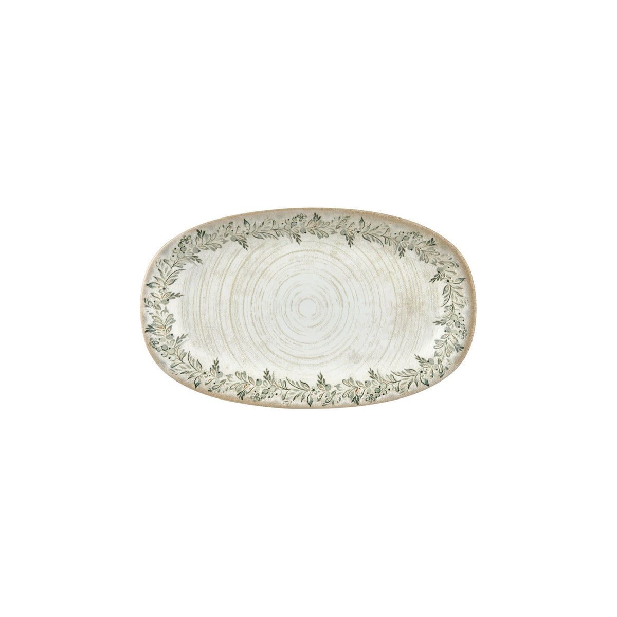 Oliva 11.5" x 7" x h:1.25" Oval Green Vitrified Platter (1 each)