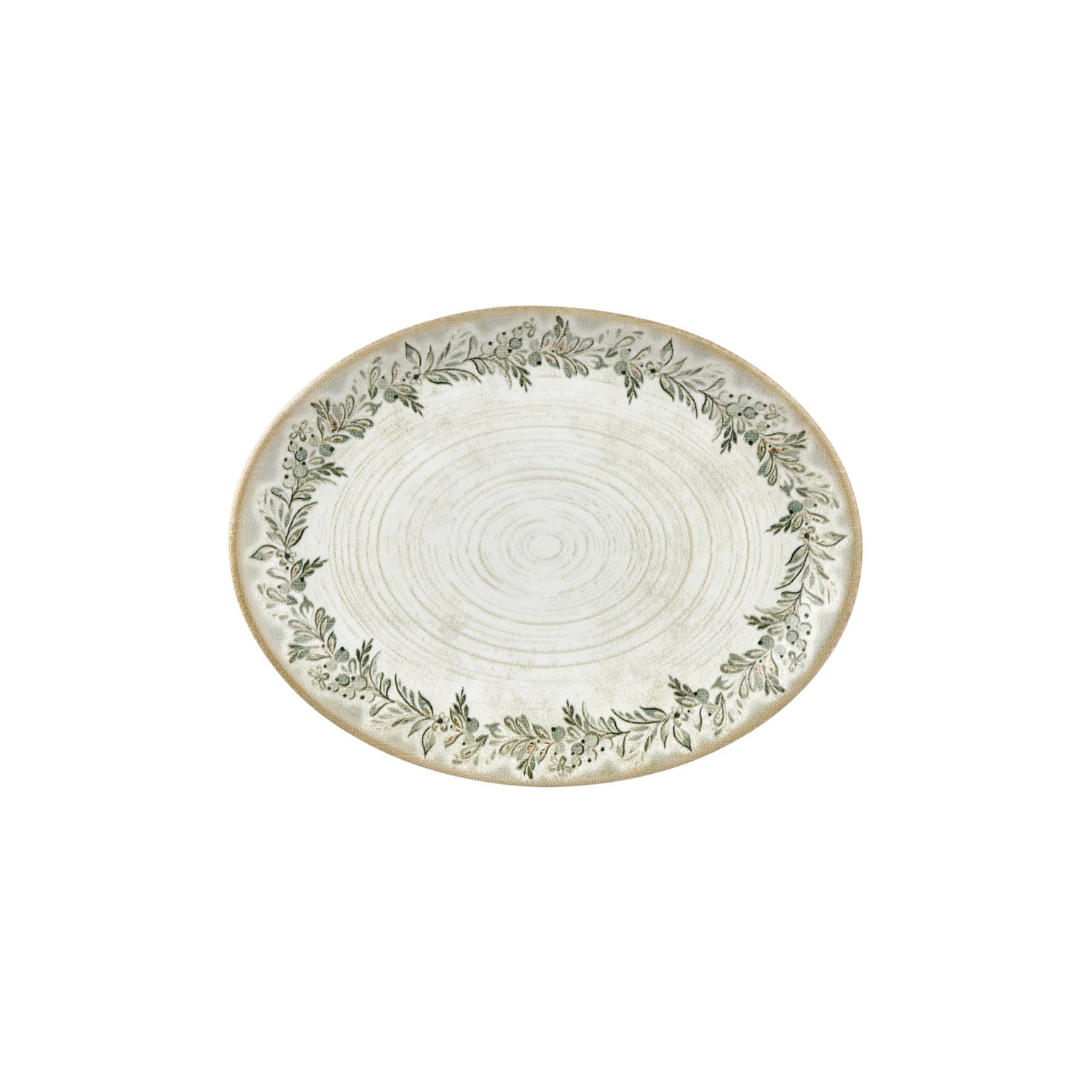 Oliva 12.25" x 9.5" x h:1" Oval Green Vitrified Platter (1 each)