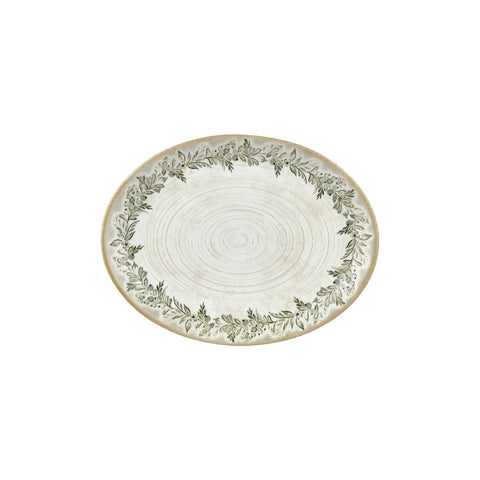 Oliva 12.25" x 9.5" x h:1" Oval Green Vitrified Platter (1 each)
