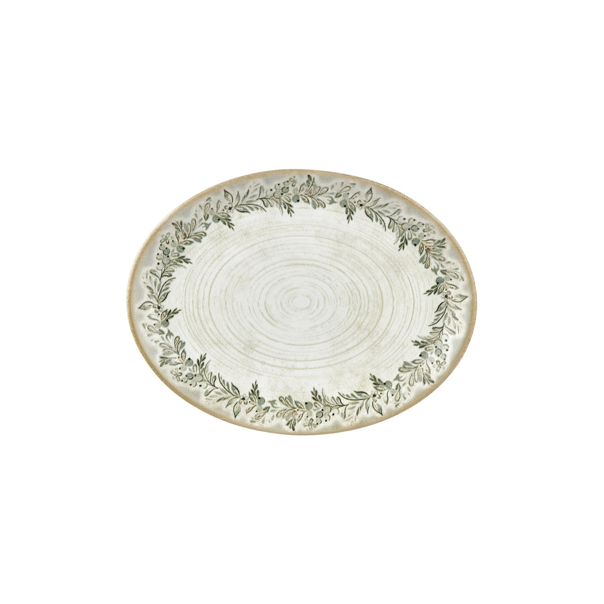 Oliva 12.25" x 9.5" x h:1" Oval Green Vitrified Platter (1 each)