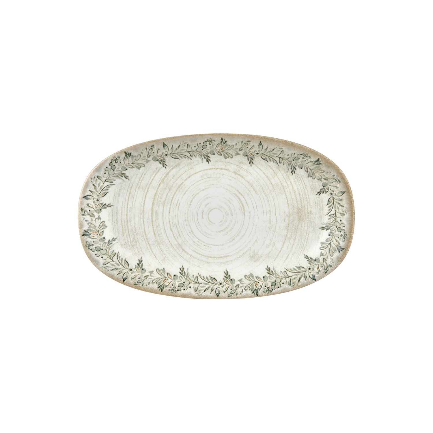Oliva 13.5" x 8" x h:1.5" Oval Green Vitrified Platter (1 each)