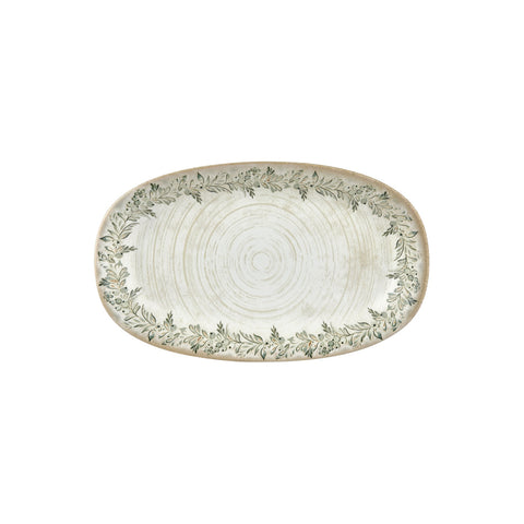 Oliva 13.5" x 8" x h:1.5" Oval Green Vitrified Platter (1 each)